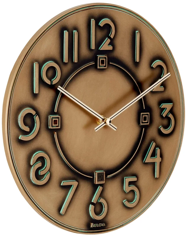 Bulova C3333 Frank Lloyd Wright Exhibition Wall Clock, Antique Bronze Metallic Finish
