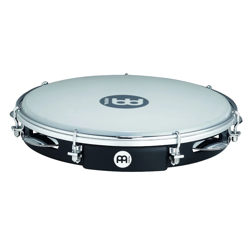 Meinl Percussion Traditional ABS Pandeiro - Frame Drum with Jingles - Diameter 10 Inches - Synthetic Head - ABS Plastic / Steel, Black / Chrome Plated (PA10ABS-BK)