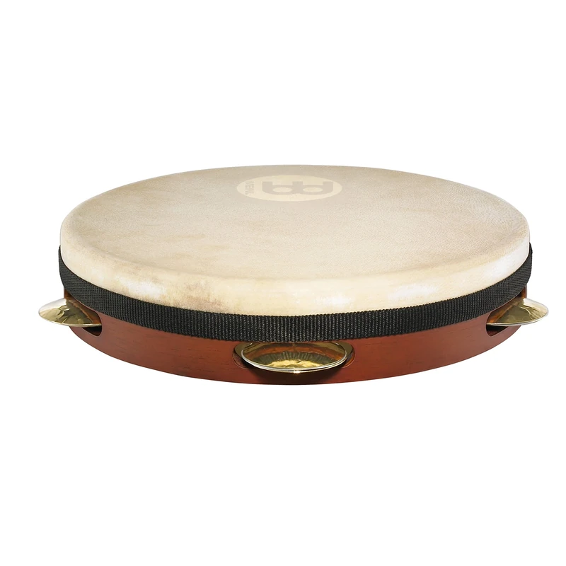Meinl Percussion Traditional Wood Pandeiro - Frame Drum with Countersunk Bolt Lugs - 10 Inches - Goat Skin Head - Siam Oak / Brass, Brown / Gold (PA10AB-M)