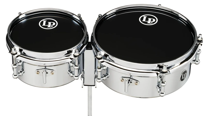 LP Latin Percussion Timbales Mini Chrome 6" + 8" verchromter Stahlkessel Tiefe 3,25", Halterung zur Montage auf einer 3/8 Haltestange, LP845-K, Trommel, Drum