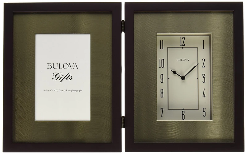 Bulova B1234 Winfield Picture Frame Clock, Metal, Espresso Brown