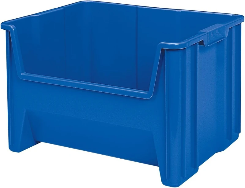Akro-Mils 13017 Stak-N-Store Stacking Hopper Front Plastic Storage Bin, Blue, Case of 3 - Image 1