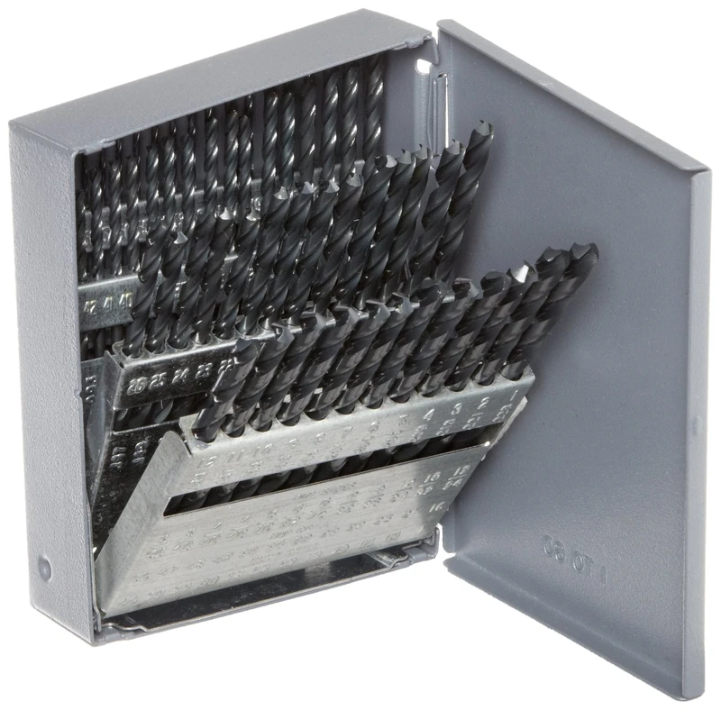 Chicago Latrobe 57716 150 Series High-Speed Steel Jobber Length Drill Bit Set with Metal Case, Black Oxide Finish, 118 Degree Conventional Point, Wire Size, 60-piece, 60 - #1