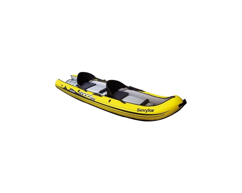 Sevylor Inflatable Kayak Reef 300 - Sit on Top Kayak, 2 Man Canoe, 296 x 84 cm