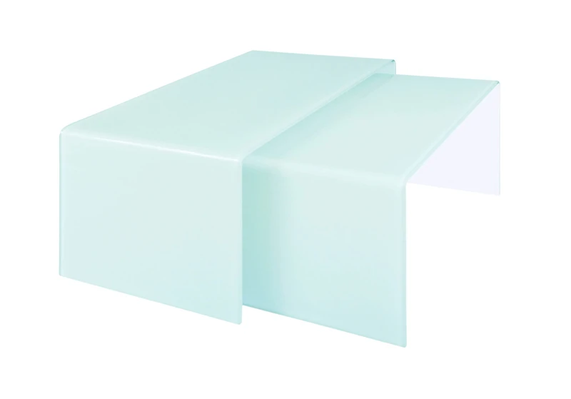 Premier Housewares Nested Coffee Tables with White Bent Glass, Set of 2, 42 x 85 x 50 cm