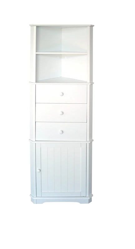 Premier Housewares Corner Unit / Bathroom Corner Unit / Corner Shelf / Bathroom Storage / Bathroom Cabinets Free Standing / Drawer Unit - White