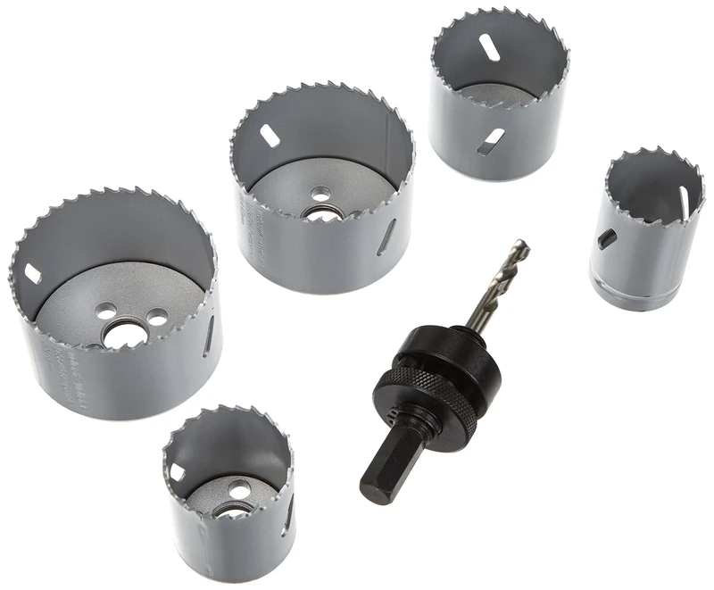 wolfcraft “Electricity and Plumbing” Bi-Metal Hole Saw Blade Set, Ø 35–68 mm, 6 Pcs. I 3764000 I For wood, plastics, metals and drywall materials, Ø 35–68 mm, cutting depth 40 mm - Image 1
