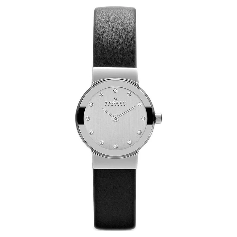 Skagen Watch for Women Freja Lille, Two Hand Movement, 22 mm Silver Stainless Steel Case with a Leather Strap, 358XSSLBC