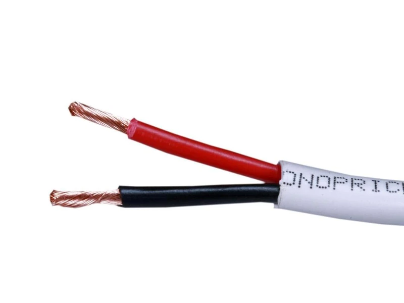 Monoprice 102820 100 ft 14AWG CL2 Rated 2-Conductor Oxygen Free Pure Bare Copper Speaker Wire Cable, White - Image 1