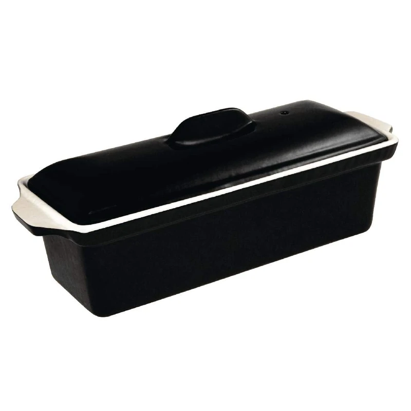 Vogue Cast Iron Pate Terrine Mould 1.7 Litre, Black, Size: 120(H) x 340(W) x 105(D)mm, Enamelled Interior, Suitable for all Oven & Hob Types, Induction Compatible Cookware, U560