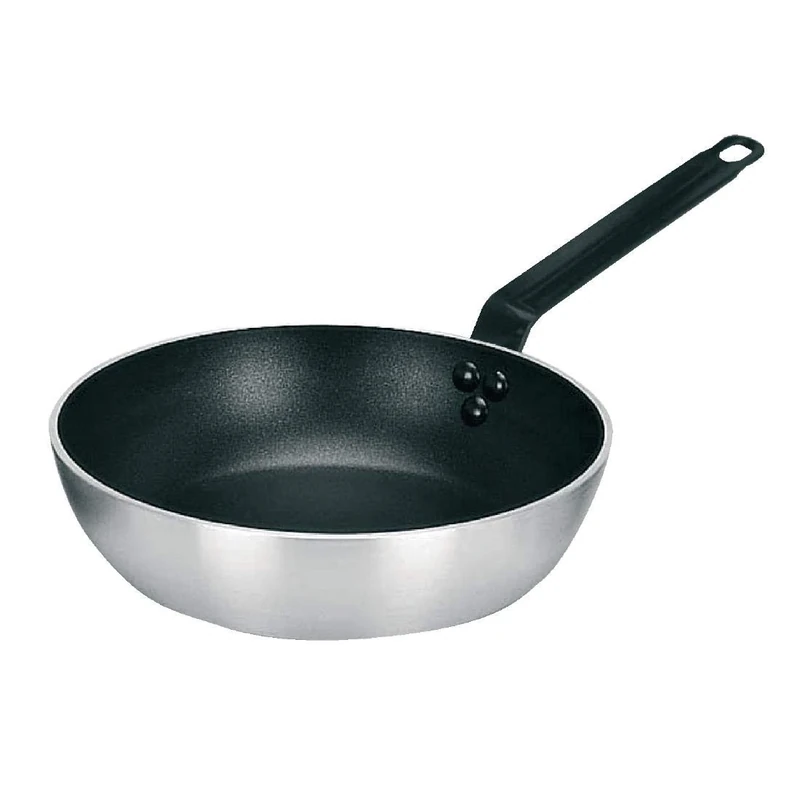 Vogue Aluminium Non-Stick Flared Sauté Pan 32 cm/3.6 Litre, Black & Silver, Flared Non-Stick Frying Pan, Even Heat Distribution, Oven Safe, Advanced Teflon Platinum Plus, T367