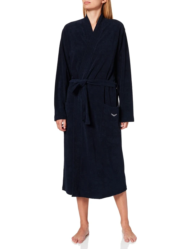 Trigema Damen Leichter Bade-/Hausmantel Dressing Gown, Blu (blau 046), XL/52