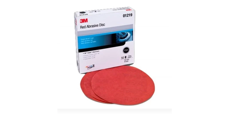 3M Hookit Red Abrasive Sanding Discs, 01219, No Hole, 6 in, 320+ Grade, Pack of 50 Discs, for Auto Sanding, Primer Sanding, E-Coat Sanding