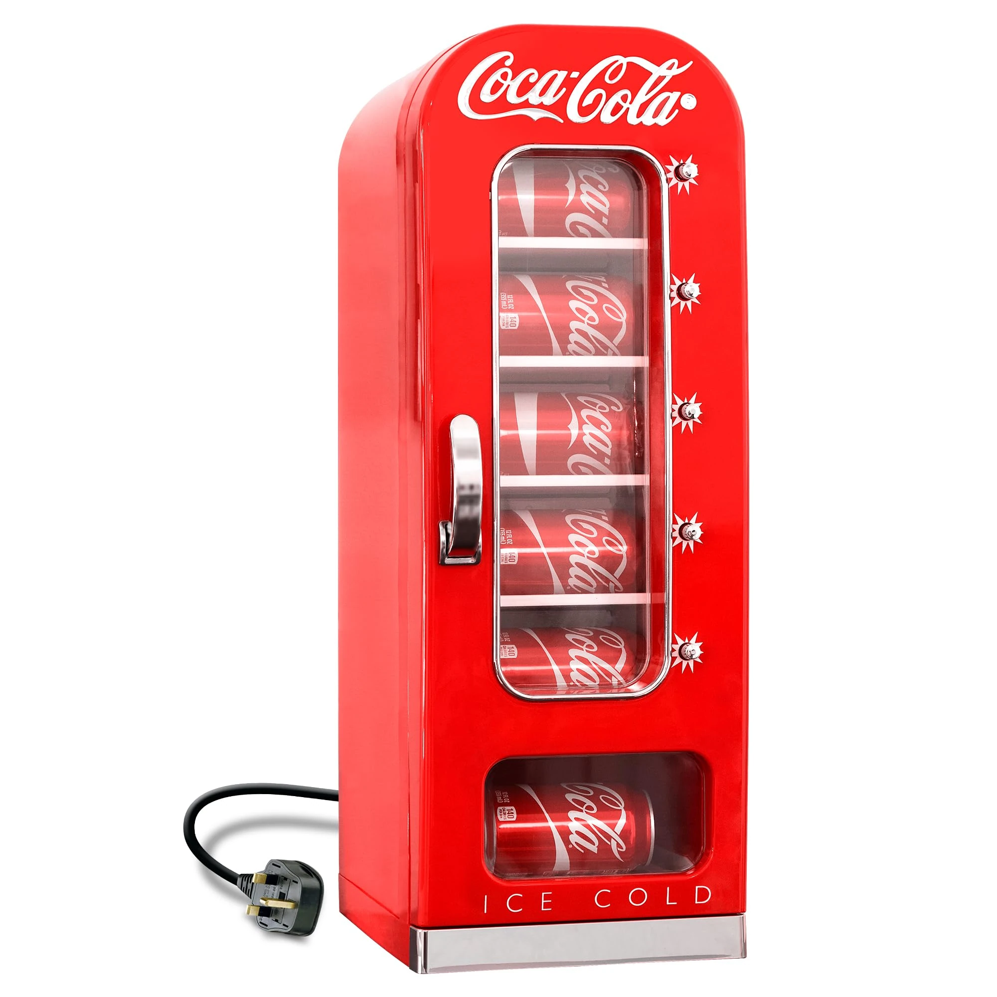 Coca Cola Mini Fridge - Refrigerator for Bedroom Skincare Office, Portable Table Top Beverage Cooler, 12V 220V Refrigerador For Drinks, Soda, Wines, Use In Car, Dorm, Outdoor, 10 Can
