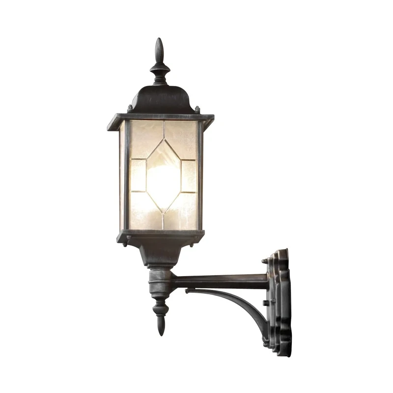 Konstsmide Outdoor Wall Light Mains Powered/Milano Leaded Effect Up Wall Lamp/1 x 75 W E27 Max Wall Lamp/Leaded Effect Acrylic Glass/Aluminium/IP43/Outside Light Antique Finish Matt Black-Silver