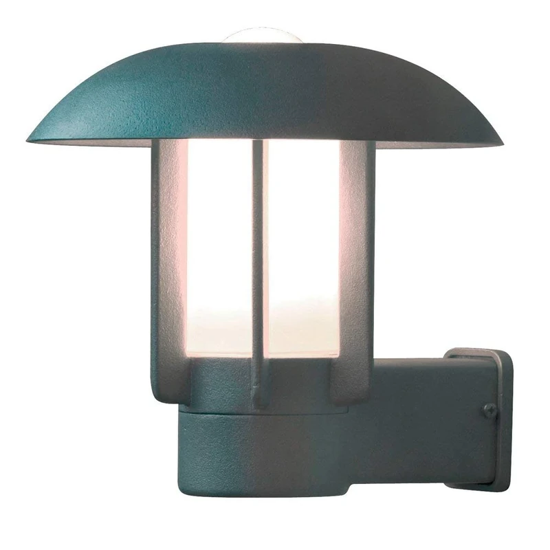 Konstsmide Handmade Outdoor Wall Lights Mains Powered/Heimdal Lantern/1 x 60 W E27 Max Wall Lamp/Opal Coloured Glass Globe/Solid Aluminium/IP44/Grey Outside Light