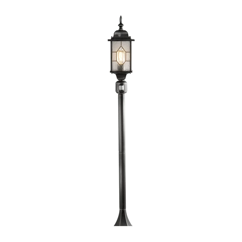 Konstsmide 7249-759 Milano Leaded Effect Up Outdoor Wall Light with PIR Sensor-Motion Detector / 1 x 75 W E27 Max Wall Lamp /Acrylic Glass / Aluminium / IP43 / Outside Light Antique, Black/Silver