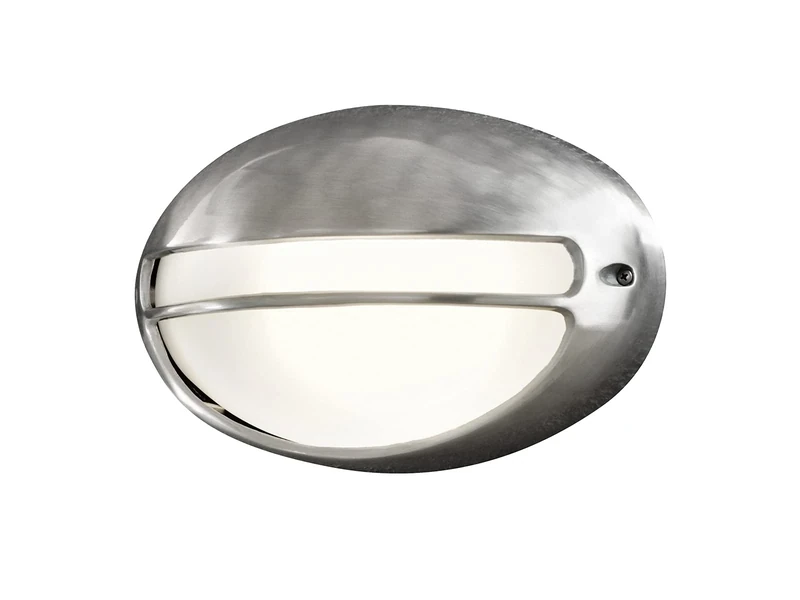 Konstsmide Torino Down Oval Marker Outdoor Wall Light / 1 x 60 W E27 Max Wall Lamp / Frosted-Opal Glass Lens / IP44 / Outside Light Aluminium silver