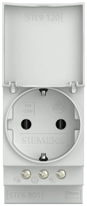 Siemens 5TE6801 SCHUKO Socket 16A with Cover Acc. to DIN VDE 0620 for Install. in DISTRIB. Boards, White - Image 1
