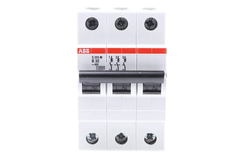 ABB S203M-B32 Miniature Circuit Breaker, 3 Pole, Type B, 10kA/15kA Breaking Capacity, 32 Amp Current (2CDS273001R0325)