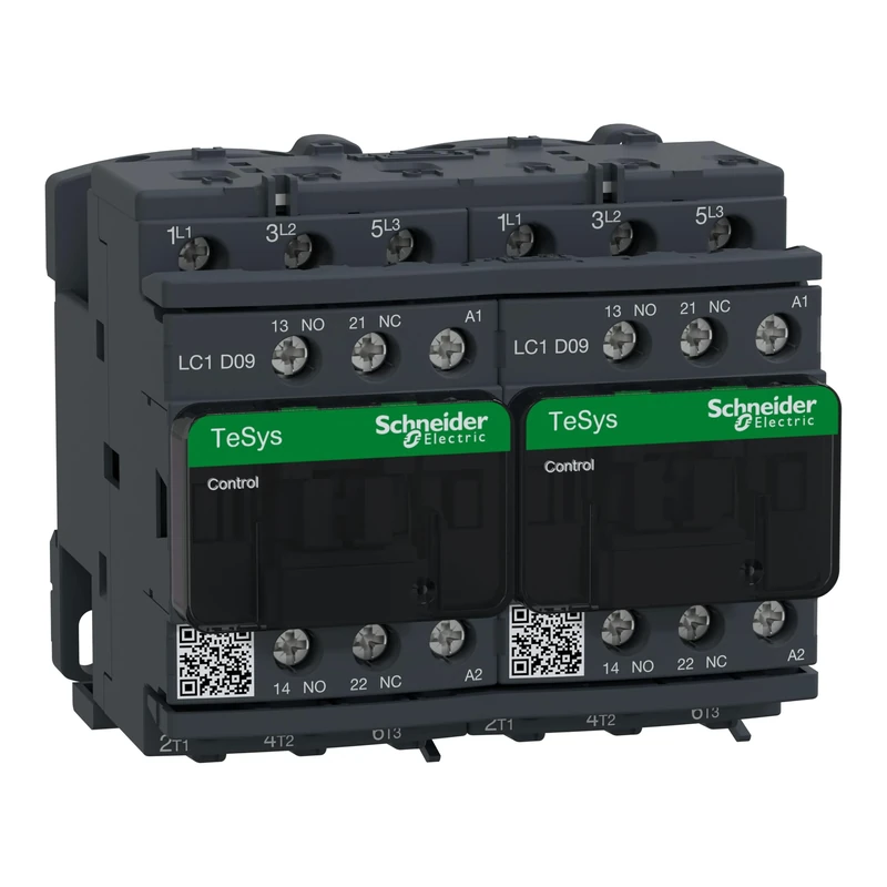 Schneider Electric TeSys Deca reversing contactor,3P(3NO),AC-3,=440V 9A,230V AC coil,LC2D09P7