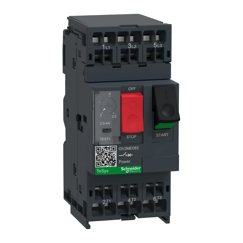 Schneider Electric Motor circuit breaker, TeSys GV2, 3P, 2.5-4 A, thermal magnetic, spring terminals