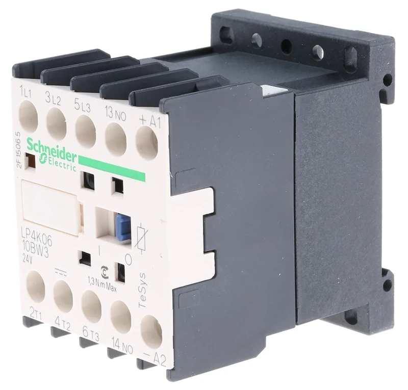 Schneider Electric, TeSys K contactor - 3P - AC-3 <= 440 V 6 A - 1 NO aux. - 24 V DC coil, LP4K0610BW3