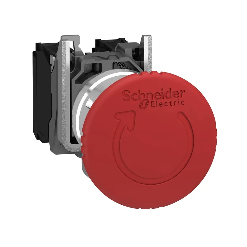 Schneider Electric Harmony XB4 - Emergency Stop Push Button Switch, Metal, 40 mm Mushroom, Trigger Latching Turn to Release, 2NC, 22 mm Mount, XB4BS8444, Red