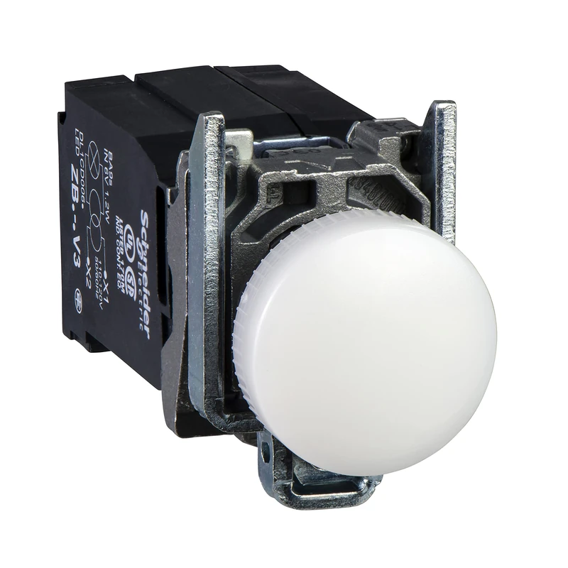 Schneider Electric white complete pilot light Ø22 plain lens with BA9s bulb 230...240V