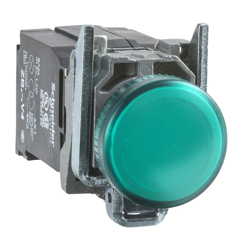 Schneider Electric green complete pilot light Ø22 plain lens with BA9s bulb 230...240V