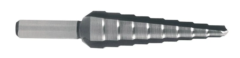 RUKO HSS Step Drill Bit, CBN Ground with 3 Cutting Edges, Bright Finish, 4.0-12.0 mm Diameter, Size 0/9, 65.0 mm Length, R101350-9