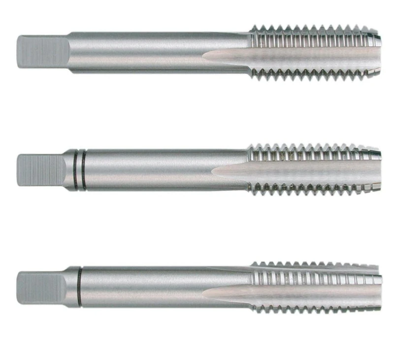 Ruko HSS Hand Tap Set, DIN 352, Ground, Bright Finish, 5/8 inches Nominal Thread Size, 80.0 mm Length, 3 Pieces, R246058