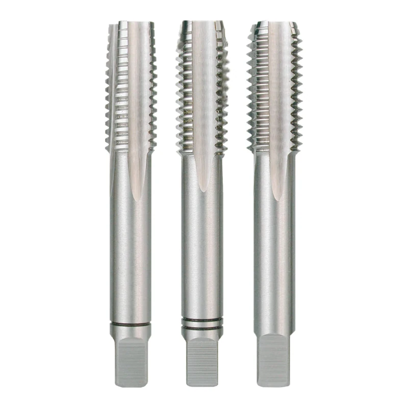 Ruko HSS Hand Tap Set, UNC, DIN 352, Ground, Bright Finish, 9/16 inches Nominal Thread Size, 80.0 mm Length, 3 Pieces, R246916UNC