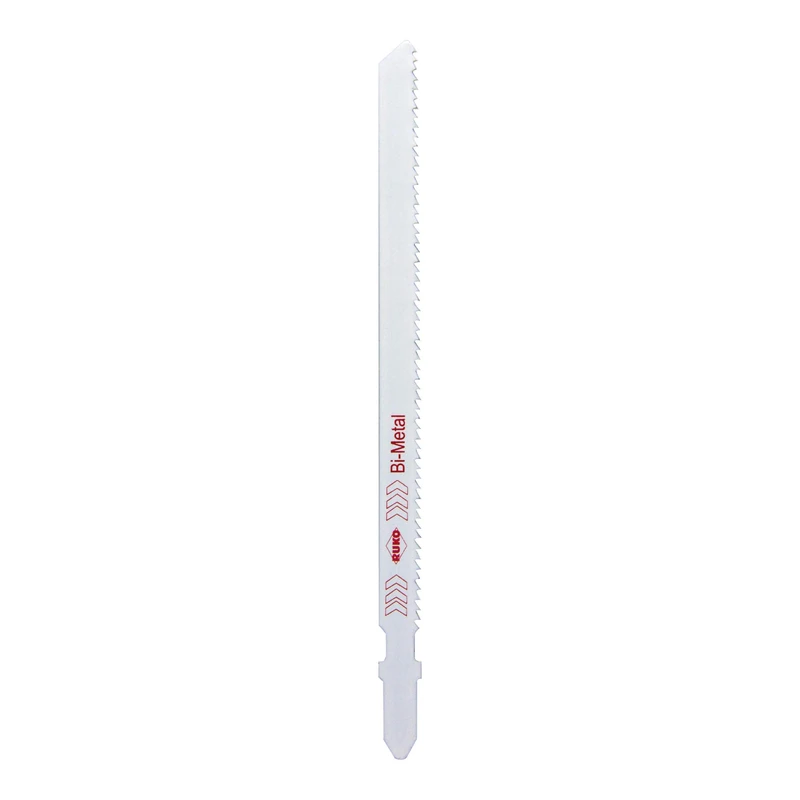 Ruko HSS Bi-Metal T-Shank Jig-Saw Blade, White Finish, 132.00 mm Length, 7.5 mm Height, 1.8 mm Tooth Spacing, Pack of 20, R3238020 - Image 1