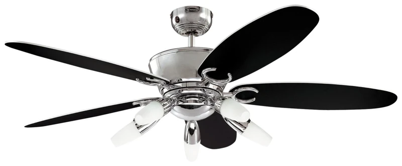 Westinghouse 72559 Arius Five-Light 132 cm Five-Blade Indoor Ceiling Fan, Chrome Finish with Opal Frosted Glass