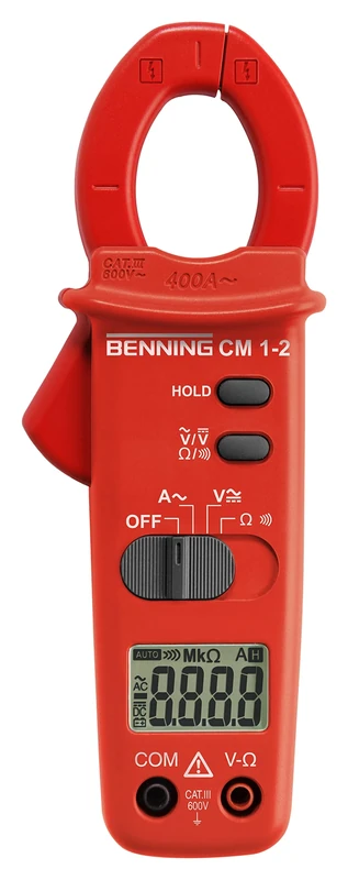 Benning 044062 "CM 1-2" Digital Current-Clamp Multimeter, Red