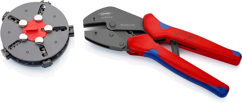 KNIPEX Multicrimp Crimping Pliers with Changer Magazine, 5 Crimping Dies, for All Common Crimping Applications, Crimping Tool, Wire Crimper, 97 33 02