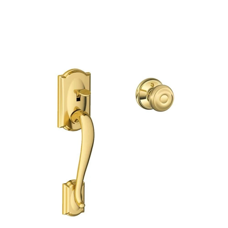 SCHLAGE Camelot Front Entry Handle Georgian Interior Knob (Bright Brass) FE285 CAM 505 GEO 605 Lock Company
