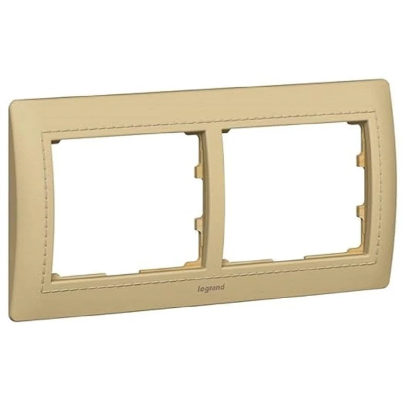 Legrand Galea Life 771991 – gl-placa 2ELE Hor Leather Havana - Image 1