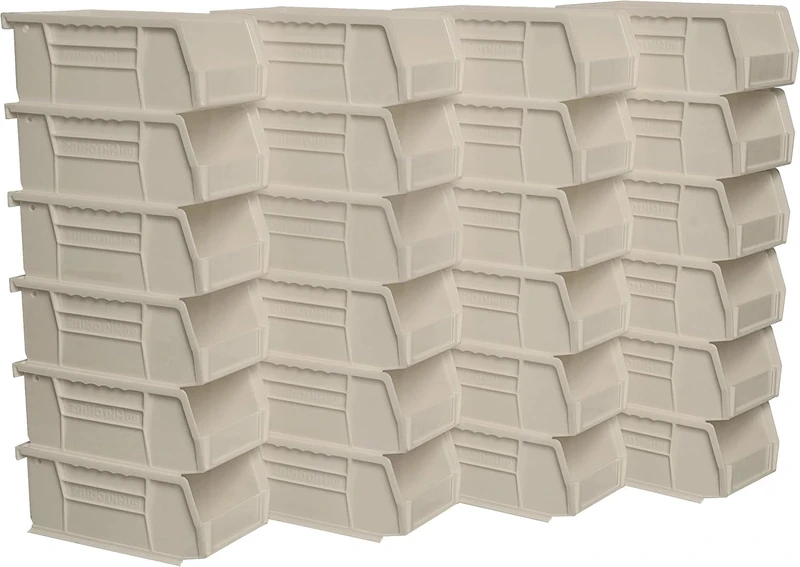 Akro-Mils 30220 Plastic Storage Stacking Hanging Akro Bin, 7-Inch by 4-Inch by 3-Inch, Stone, Case of 24