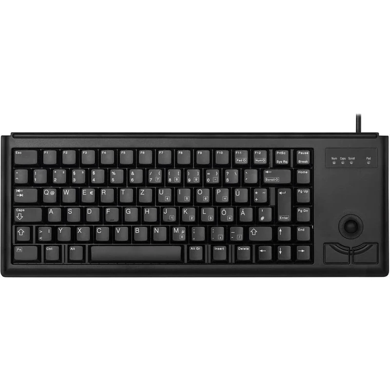 CHERRY G84-4400, Compact Keyboard with Trackball, German Layout (QWERTZ), Wired (USB-Connection), 2 Mouse Keys, Mechanical CHERRY ML Switches,