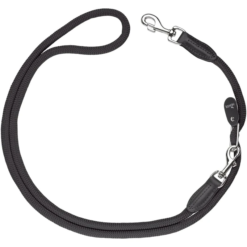 Hunter Freestyle Adjustable Leash, 10 mm Diameter x 260 cm Length, Black
