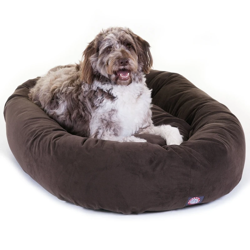 Majestic Pet 52 Inch Chocolate Suede Bagel Dog Bed By Products