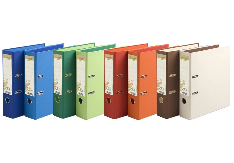 Exacompta - Ref 53980E - Forever Collection - Prem'Touch Lever Arch File - 320 x 290mm, Suitable for A4 Documents, 80mm Spine, 100% Recycled Paper - Assorted Colours (Pack of 10)