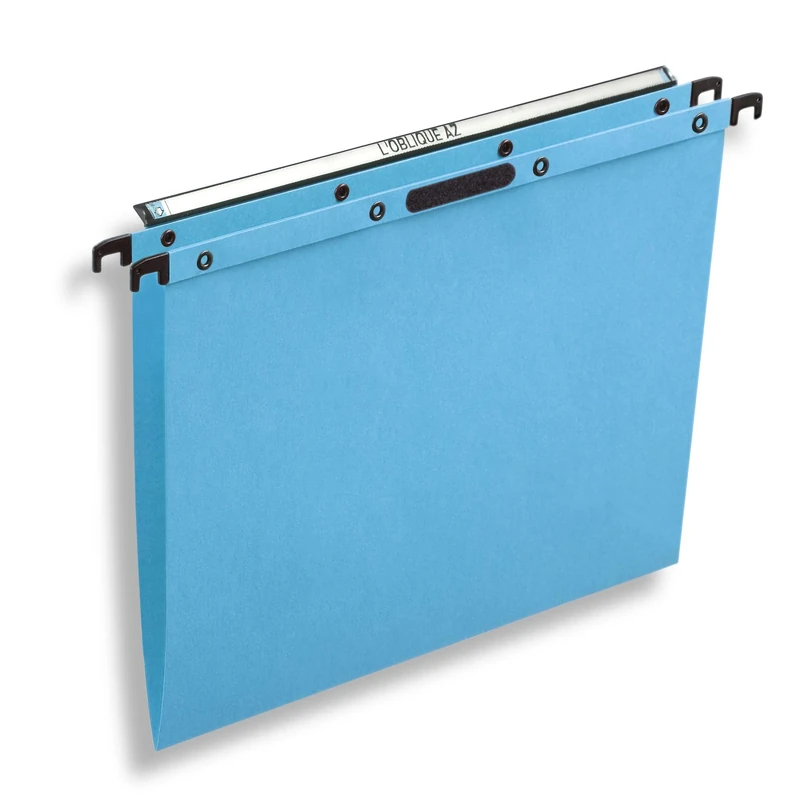 L'Oblique AZ AZX Suspension Files for Filing Cabinet V-Base Pack of 25 Kraft Paper Blue