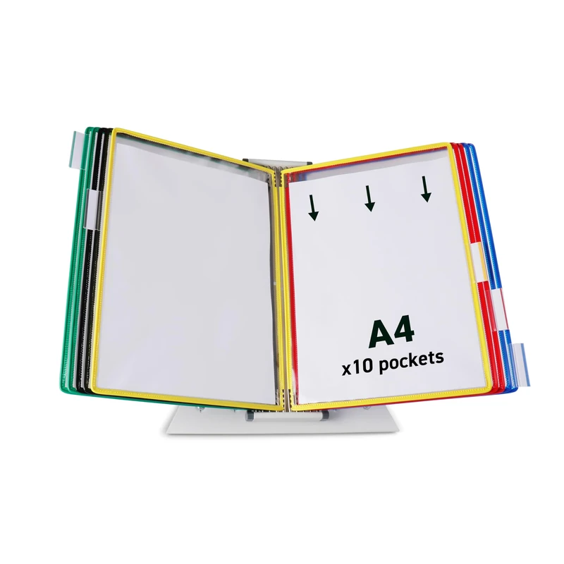 Tarifold A4 Desk Stand with 10 Assorted Pivoting Pockets