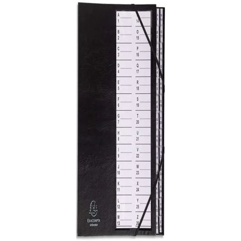 Exacompta - Ref 621765E - Harmonika Multipart File - 235 x 335mm in Size, Suitable for Storing A4 Documents, 300gsm Genuine Pressboard, Expanding Spine, 26 Sections (labelled A-Z) - Black