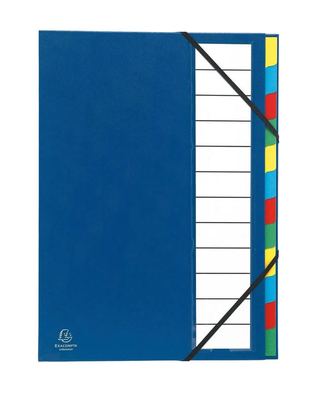 Exacompta - Ref 55340E - Harmonika Expanding Multipart File - 235 x 330mm in Size, Suitable for A4 Documents, 225gsm Card, 12 Compartments - Assorted Colours (Pack of 6)