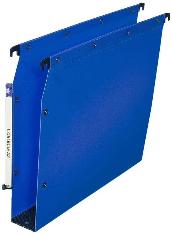L'Oblique AZ Hanging Folders Pack of 10 Polypropylene for Ultimate Cabinet 50 Blue