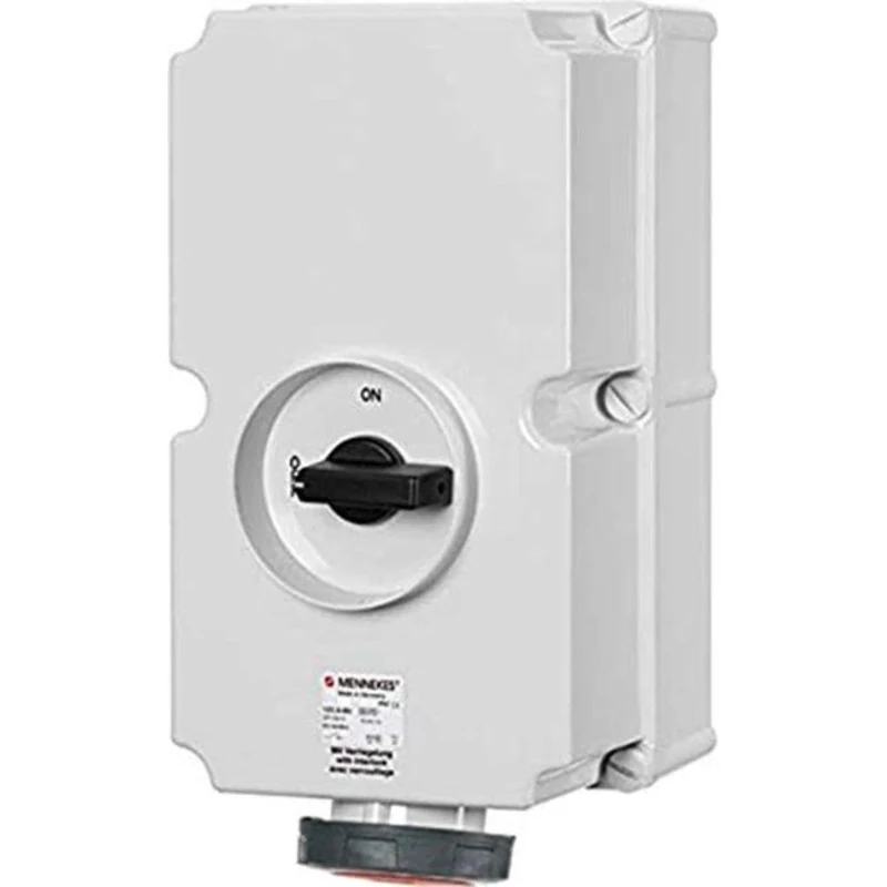 Mennekes 101100027 Bases CEE with Switch and Interlocking, Outlet, 400 V, 50 – 60 Hz, 125 A, 4 Pin, IP 67, Red